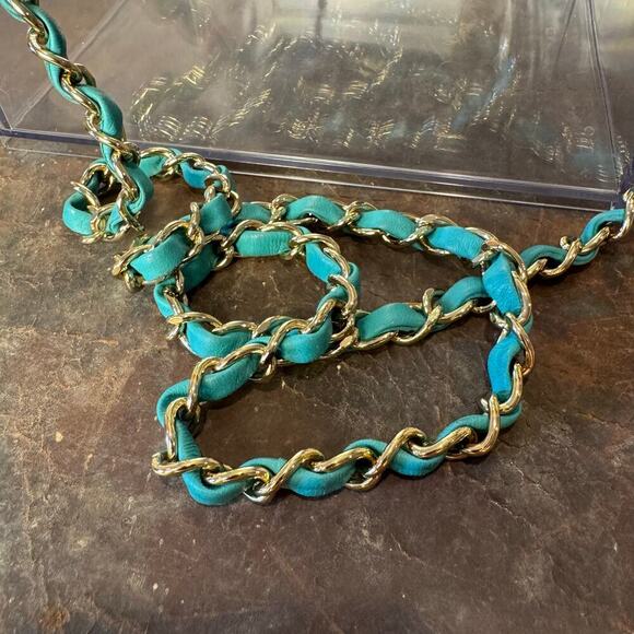 Chanel Teal Mini Rectangular Lambskin Chain Shoulder Bag Series 7 2002-03 GHW - Picture 5 of 12